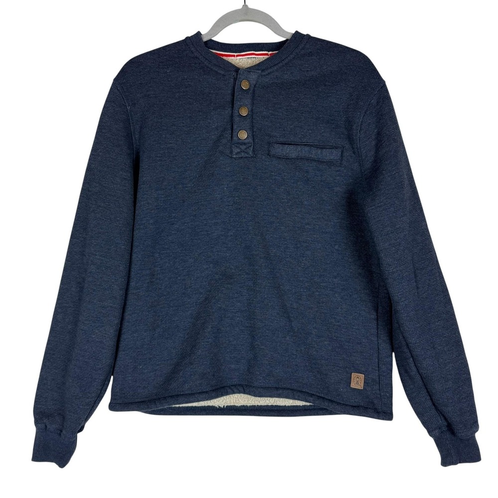 Coleman Sweatshirt Mens Small Blue Henley‎ Thermal Sherpa Lined Fleece Pullover